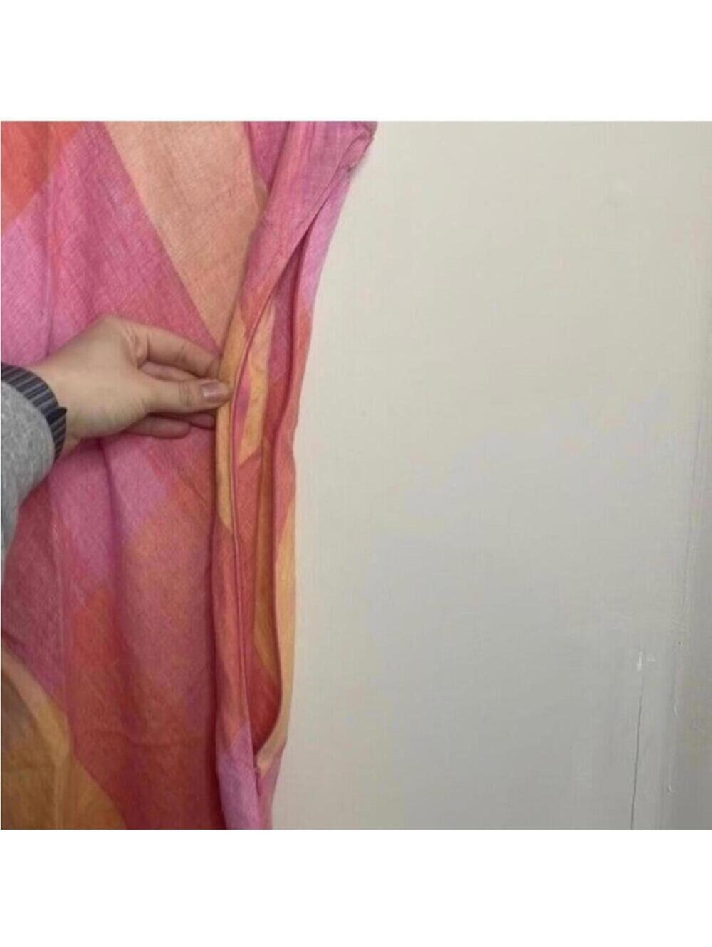 Vintage Victoria Holley Pink and Orange Plaid Maxi Dress Ruffle Trim - Picture 5 of 9